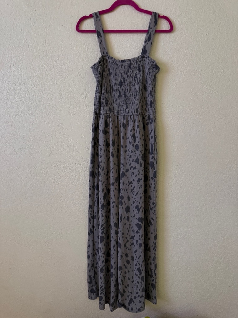 Mittoshop Brand Gray Patterned Maxi Dress with Wide Straps